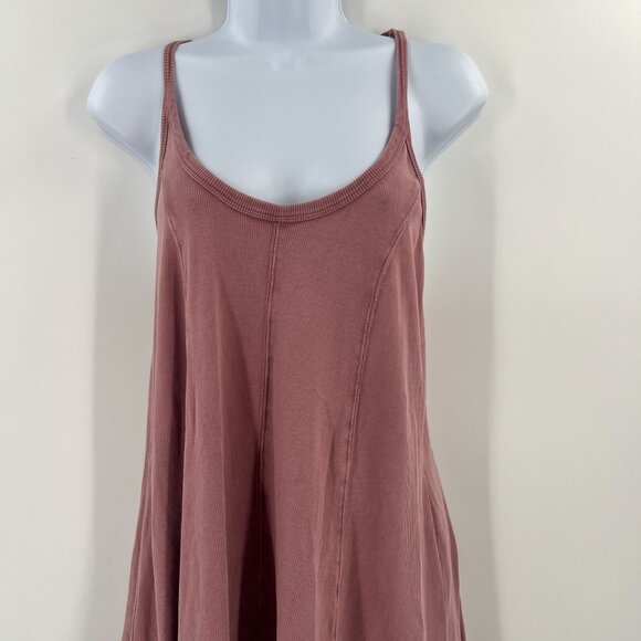 BDG Urban Outfitters S/P Ribbed Mini Dress | Racerback A-Line Knit Pink Mauve - Picture 10 of 11